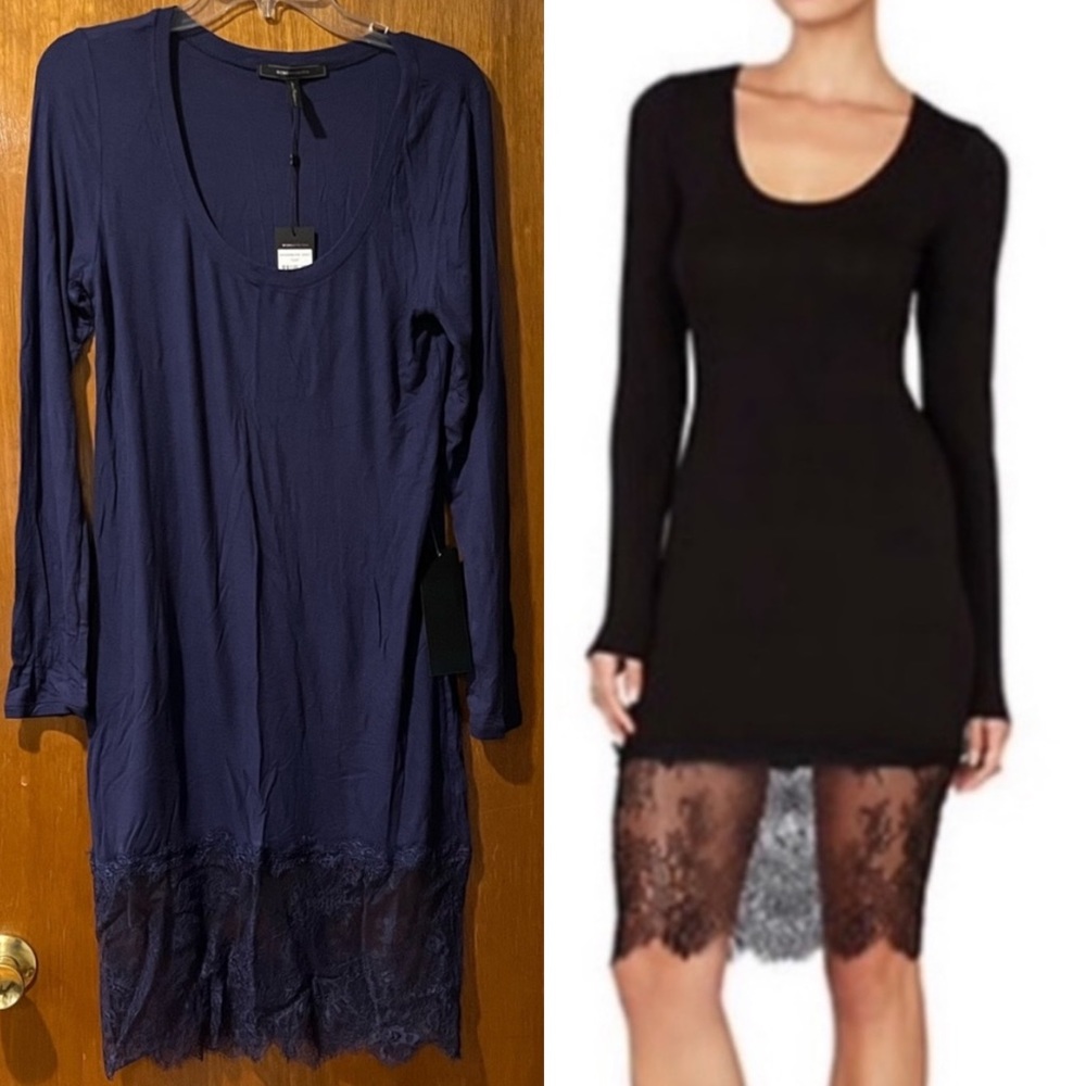 BCBGMAXAZRIA Livi Lace Hem dress - in blue